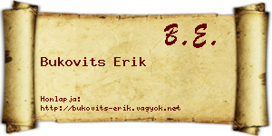 Bukovits Erik névjegykártya